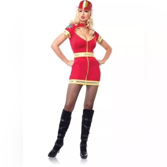 Women's Flirty Firefighter Sexy Costume Dress M/L - Picture 1 of 2